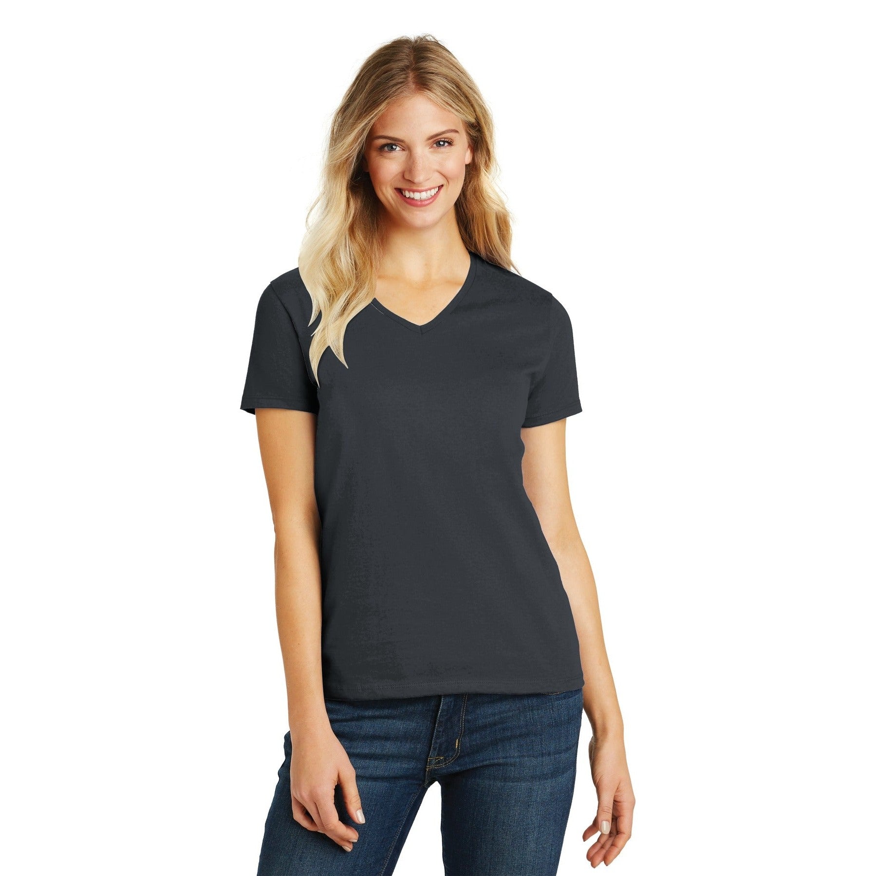 District-District® Women's Perfect Blend® CVC V-Neck Tee. DM1190L-MedTech-3